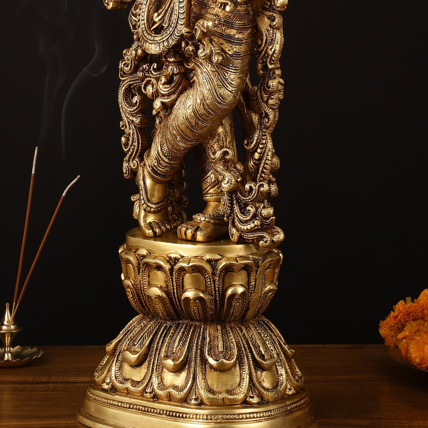 Brass Superfine Krishna Statue - 30" Height, Exquisite Craftsmanship