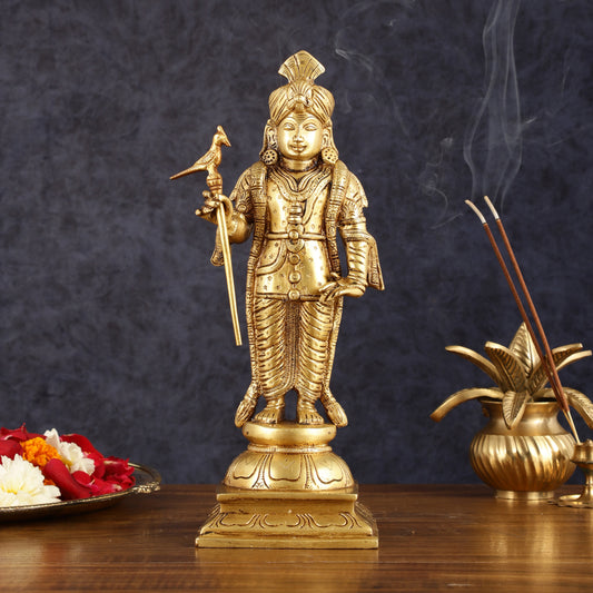 Pure Brass Palani Raja Alangaram Murugan Statue - 12"