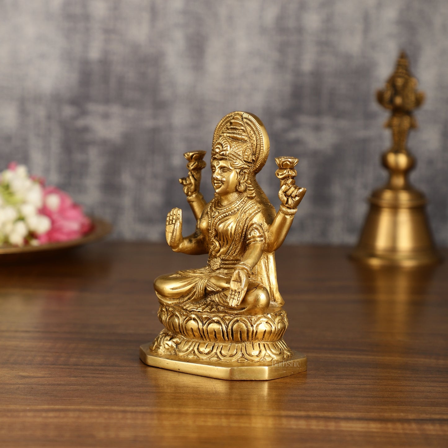 Brass Ganesha and Lakshmi Statues | 6 Inch