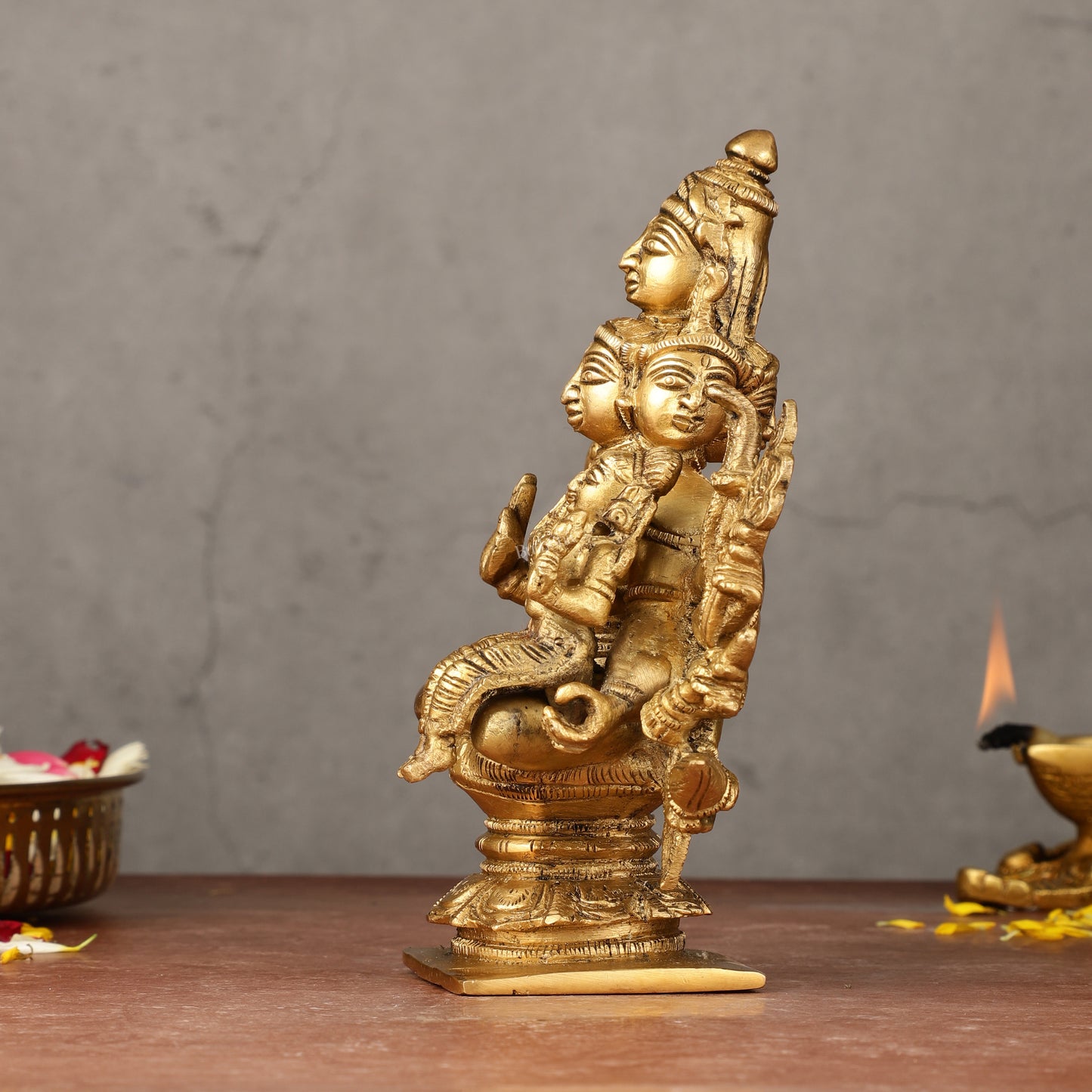 Superfine Brass Sadashiva Panchmukhi Shiva Idol - 6.5