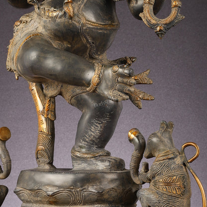 Brass Superfine Dancing Ganesha Statue - 24-Inch Masterpiece