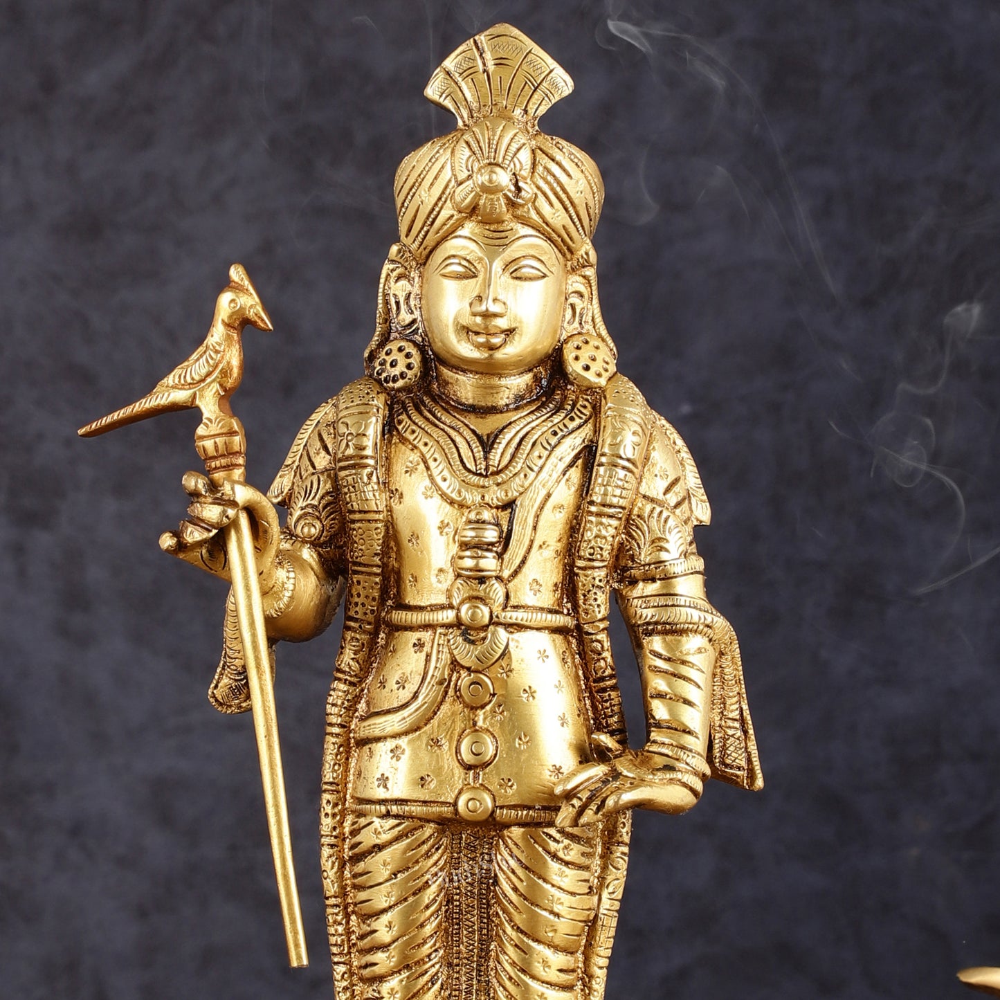 Pure Brass Palani Raja Alangaram Murugan Statue - 12"