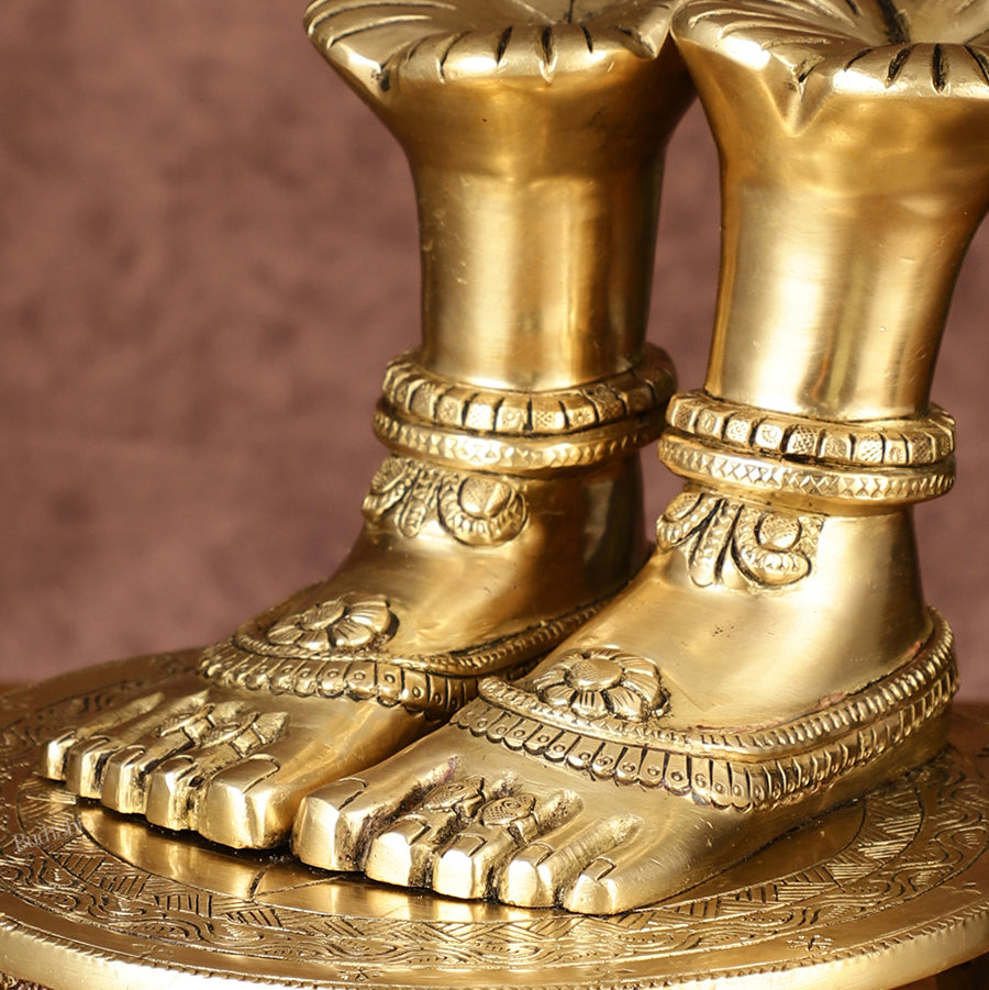 Brass Goddess Lakshmi Feet for Pooja Worship | 8.5 Inch