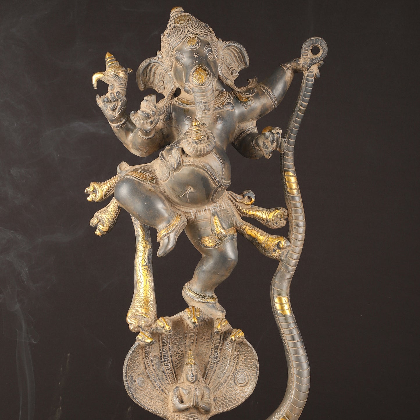 Brass Ganapathi Dancing on Snake 26"