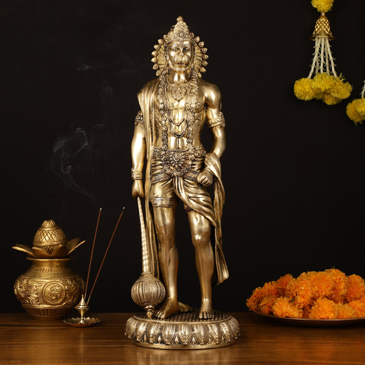 Finely Crafted Brass Lord Hanuman Statue - 24" Height