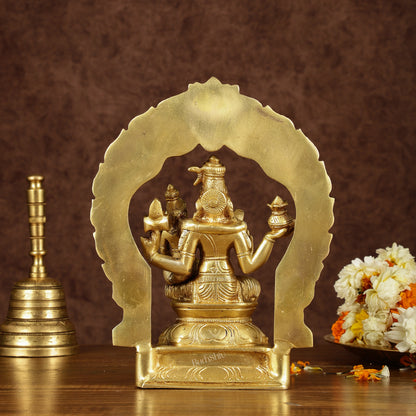 Brass Seated Shiva Parvati Idol with Frame | 10 inch