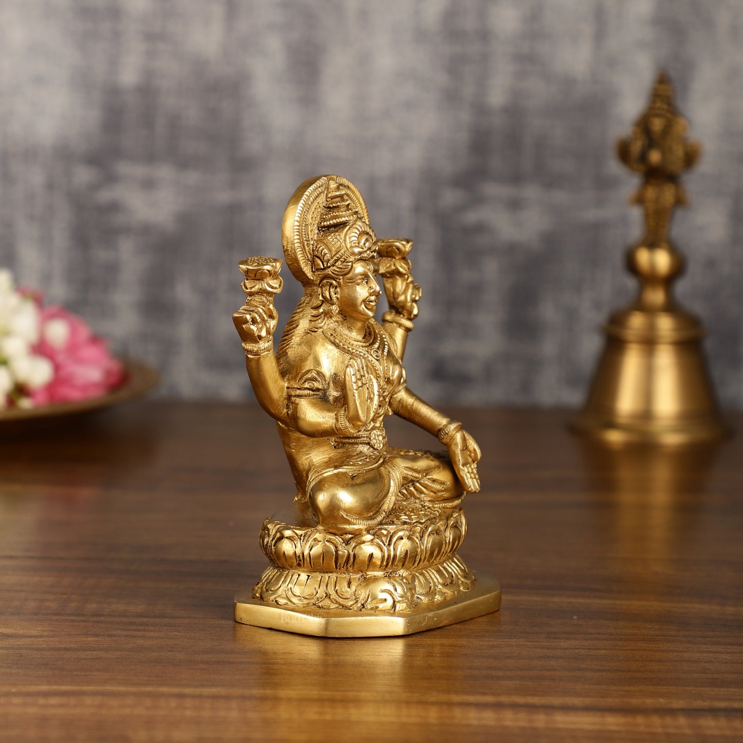 Brass Ganesha and Lakshmi Statues | 6 Inch