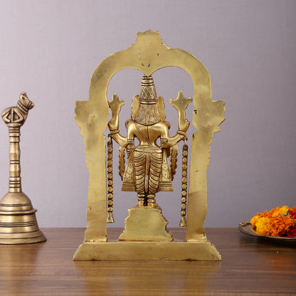 Superfine Brass Tirupati Balaji Idol with Prabhavali Frame - 12 Inch