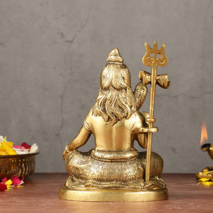 Pure Brass Sitting Lord Shiva Idol - 6"