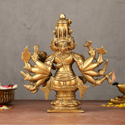 Superfine Brass Sadashiva Panchmukhi Shiva Idol - 6.5