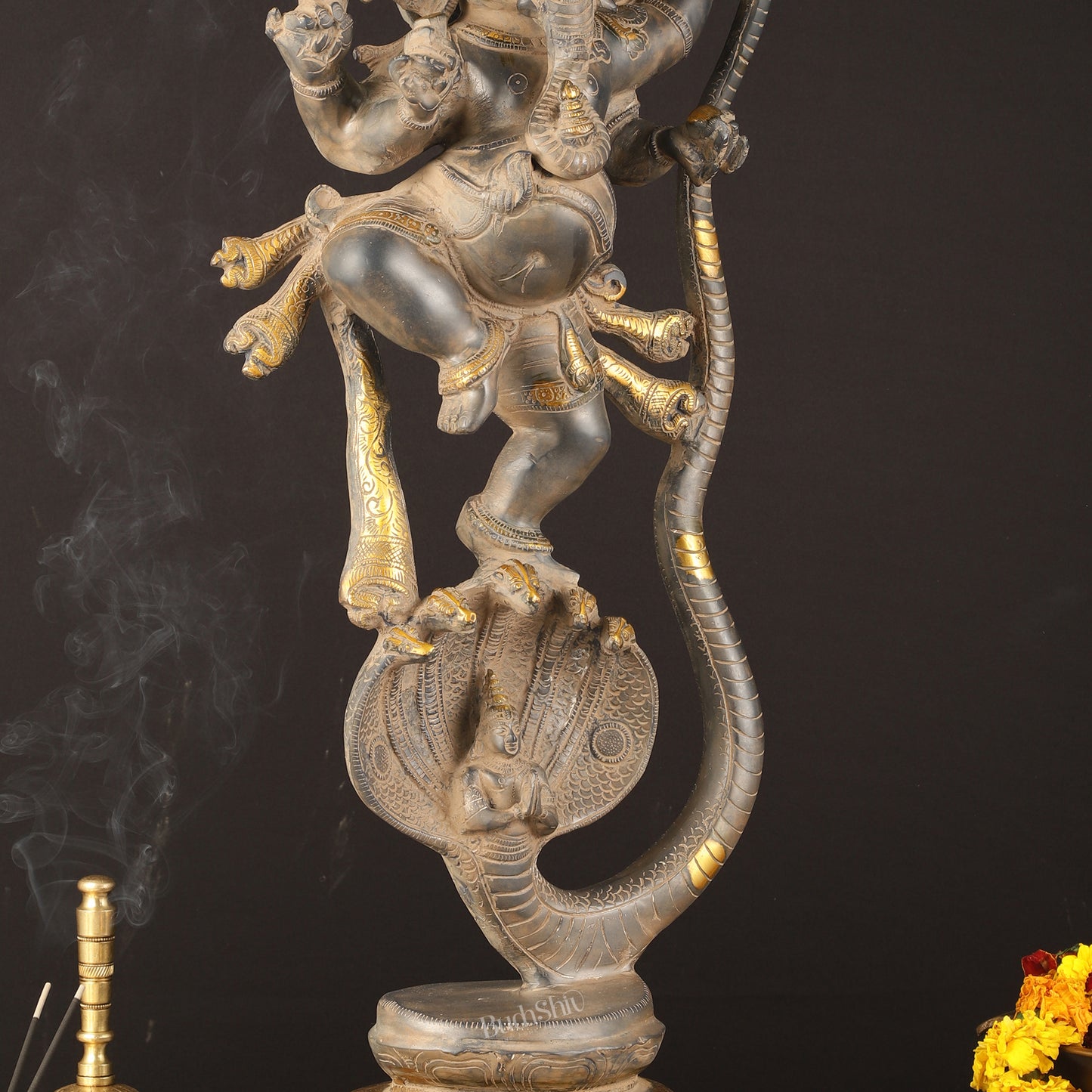 Brass Ganapathi Dancing on Snake 26"