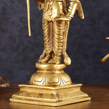 Pure Brass Palani Raja Alangaram Murugan Statue - 12"