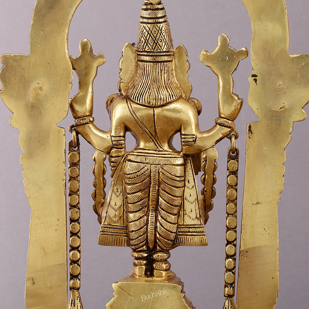 Superfine Brass Tirupati Balaji Idol with Prabhavali Frame - 12 Inch