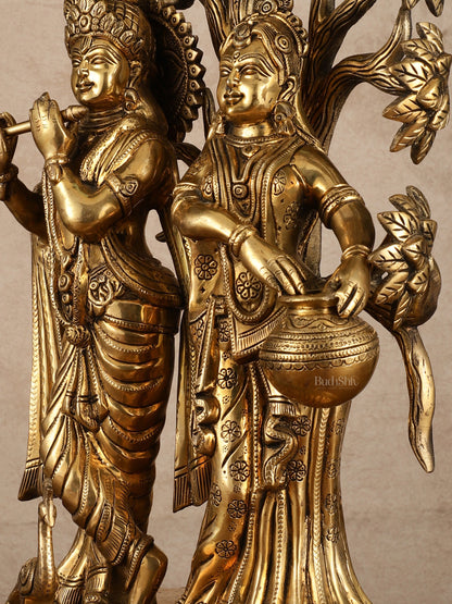 Radha Krishna Under Kadamba Tree | Superfine Brass Sculpture | 21 Inch Height