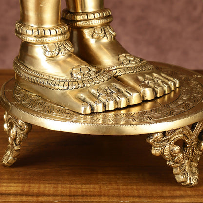 Brass Goddess Lakshmi Feet for Pooja Worship | 8.5 Inch