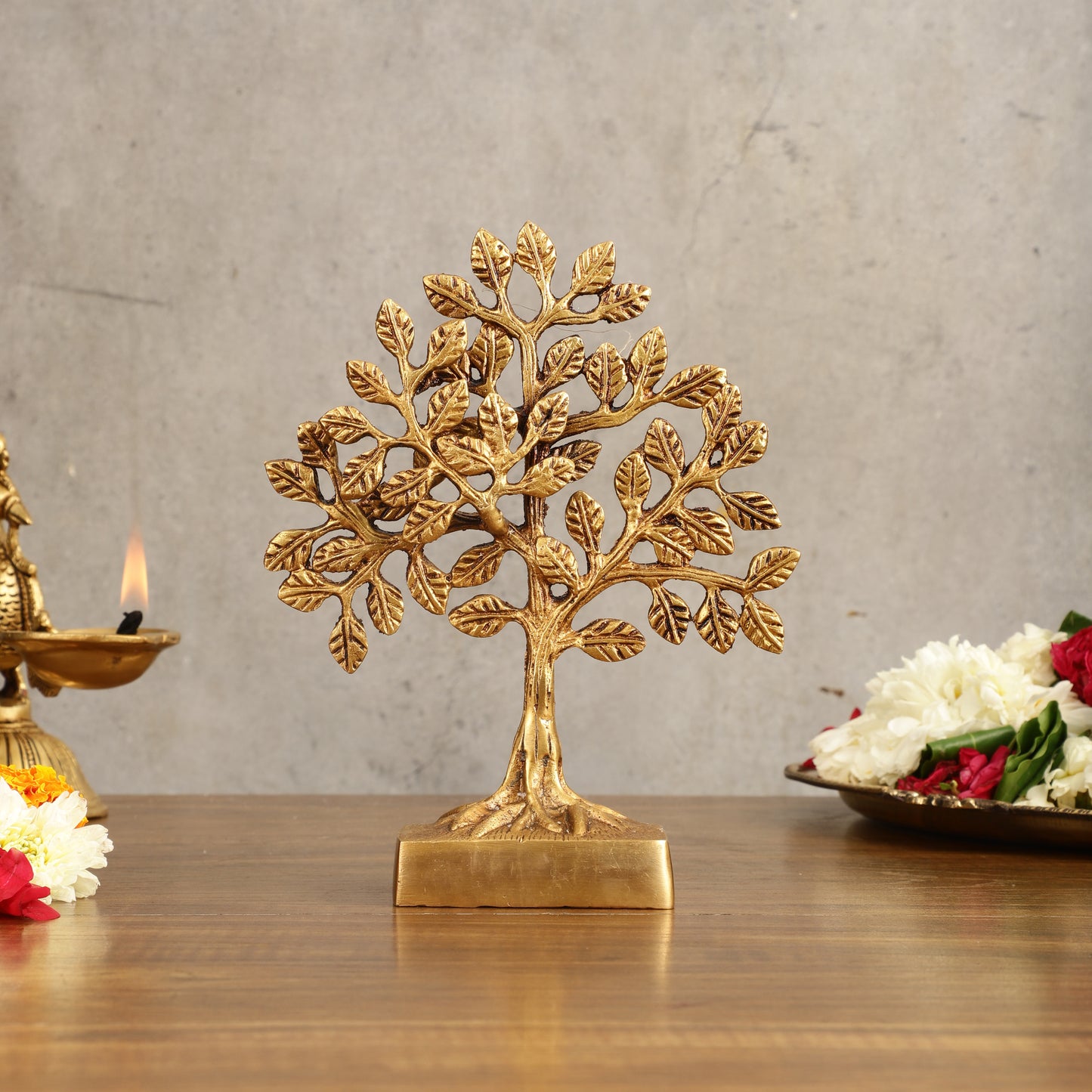 Pure Brass Kalpavriksha Tree - 8.5" Height