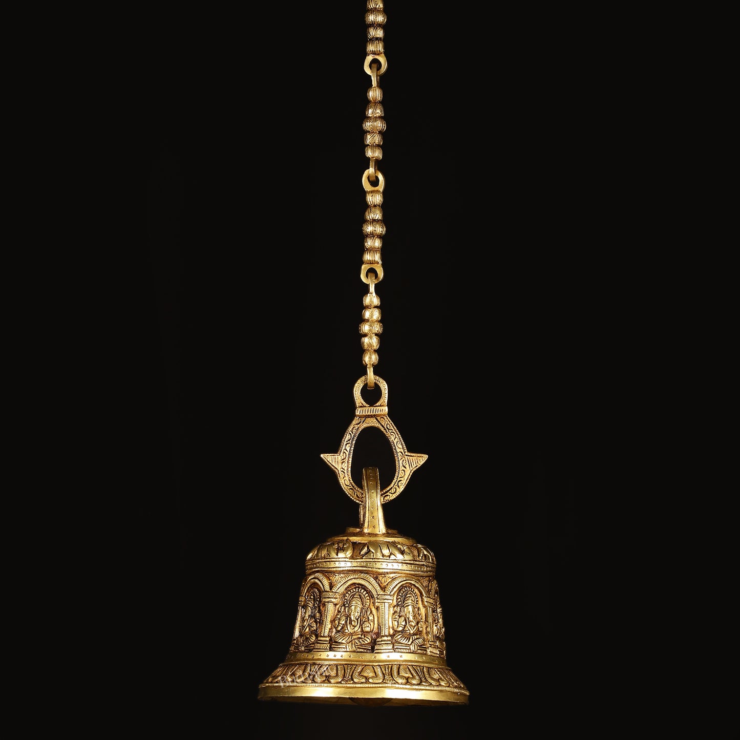 Pure Brass Superfine Heavy hanging Temple Bell with Ganesha Carvings