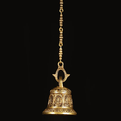 Pure Brass Superfine Heavy hanging Temple Bell with Ganesha Carvings