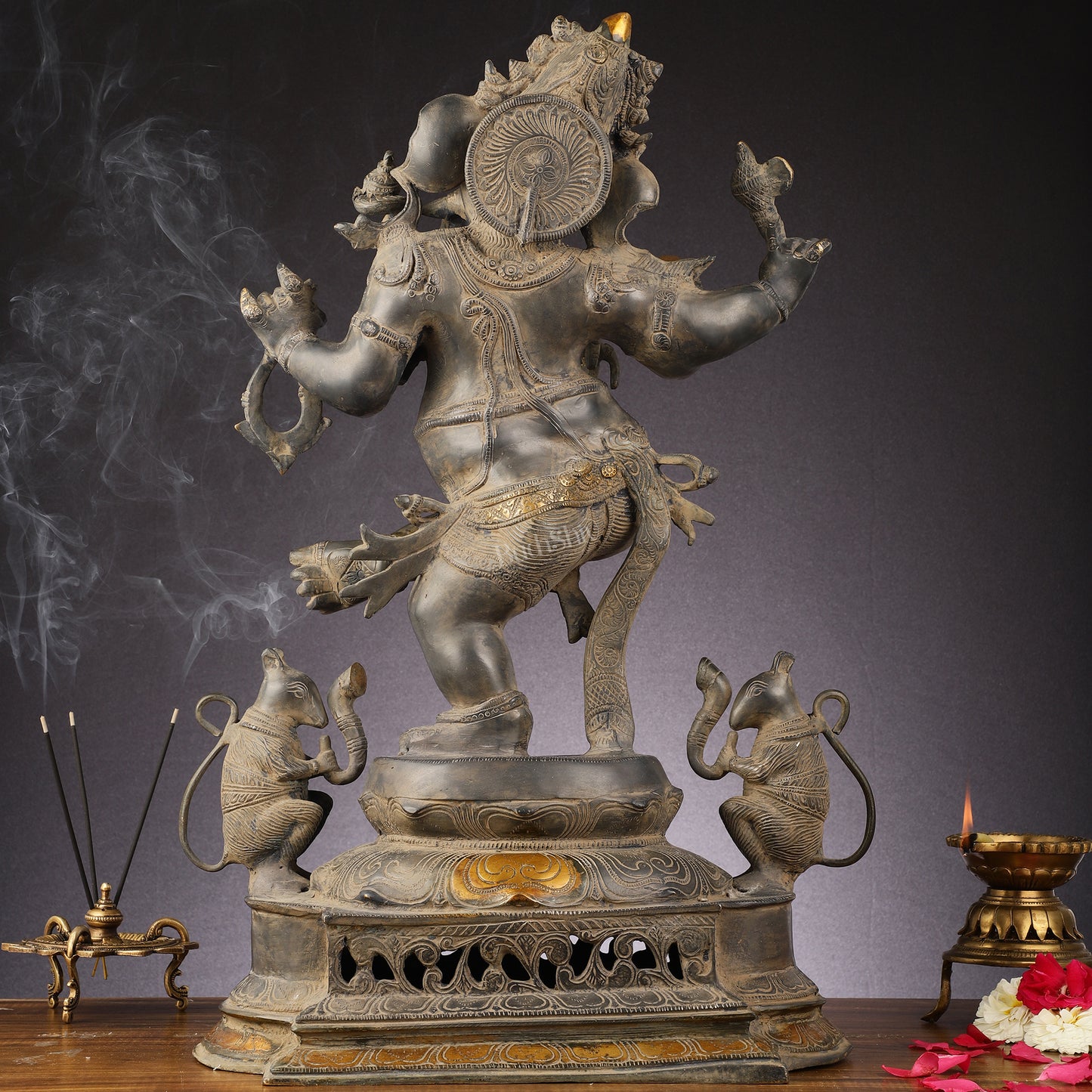 Brass Superfine Dancing Ganesha Statue - 24-Inch Masterpiece