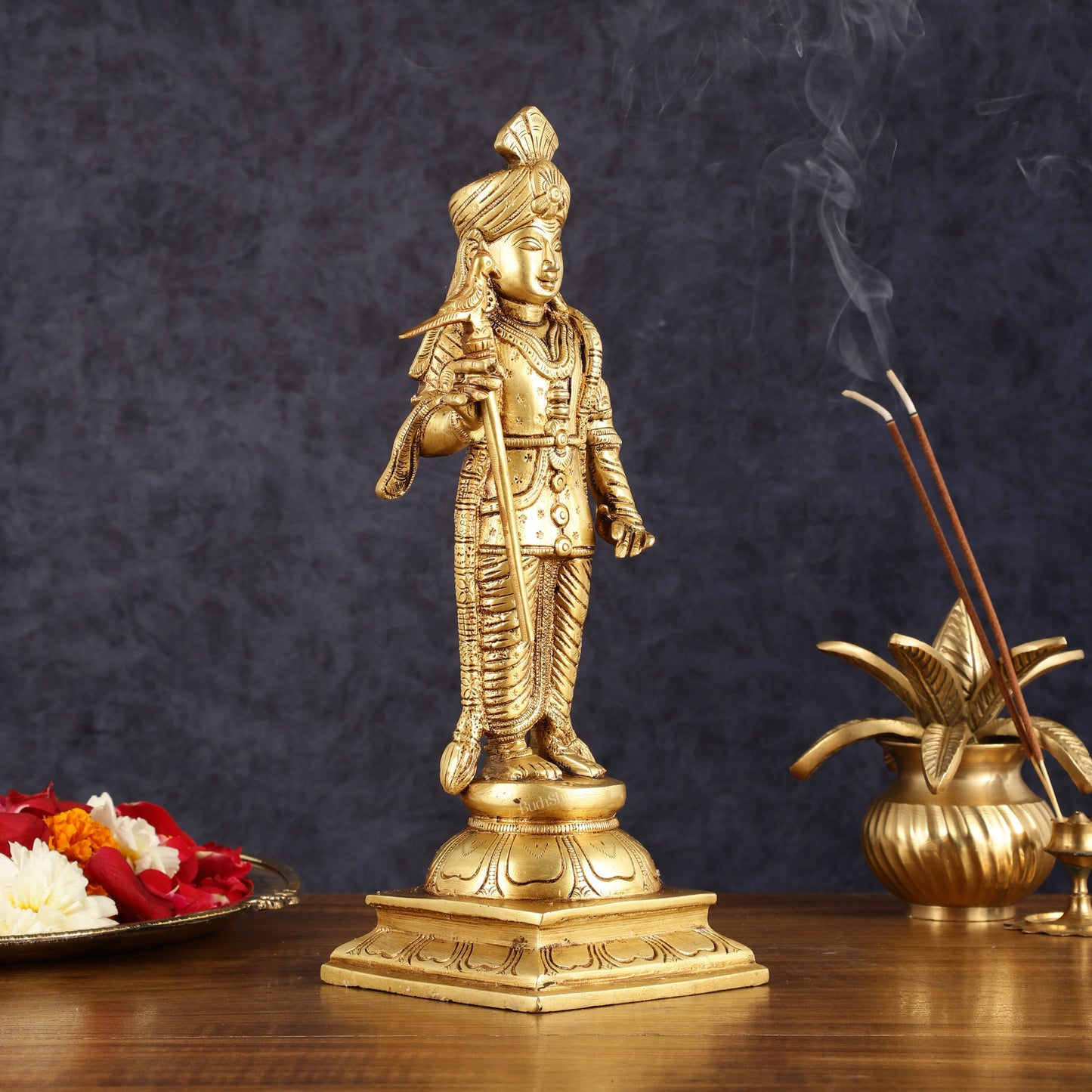 Pure Brass Palani Raja Alangaram Murugan Statue - 12"