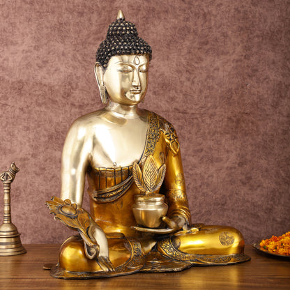 Pure Brass Medicine Healing Buddha Statue 23"