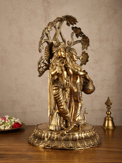 Radha Krishna Under Kadamba Tree | Superfine Brass Sculpture | 21 Inch Height