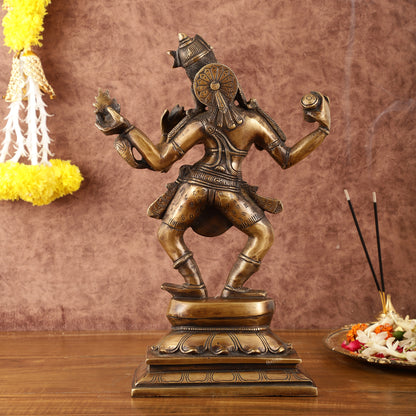 Pure Brass Dancing Shiva with Four Arms Statue - 14"