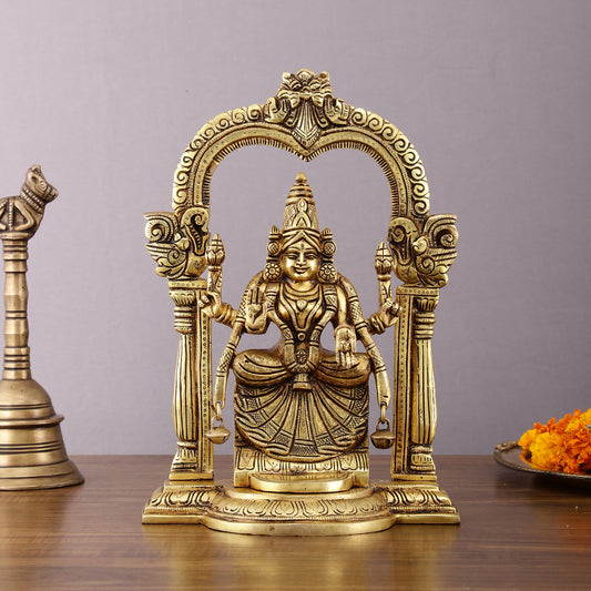 Brass Padmavati Thayar Lakshmi Statue with Thiruvachi Arch - 11 inch