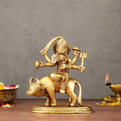 Pure Brass Umiya Mata Idol - 5.5" durga on cow