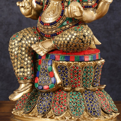 Handcrafted Brass Lord Ganesha Statue - 15"