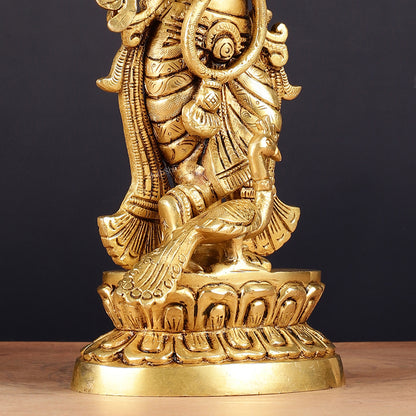 Antique Brass Lord Krishna Idol | Height 12.5 inch