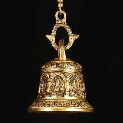 Pure Brass Superfine Heavy hanging Temple Bell with Ganesha Carvings