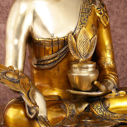 Pure Brass Medicine Healing Buddha Statue 23"