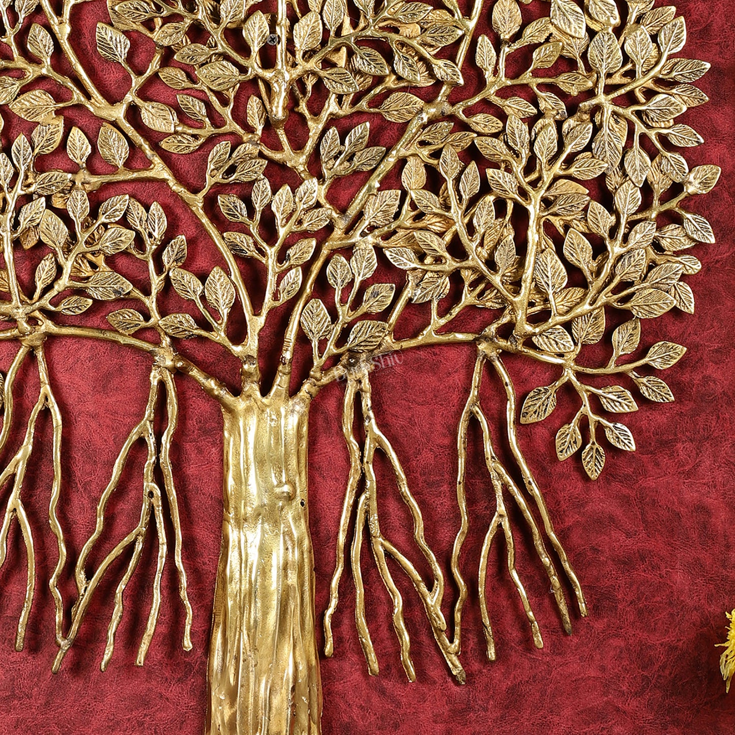 Pure Brass Superfine Wall Hanging Kalpavriksha Bodhi Tree with Hanging Roots 24"