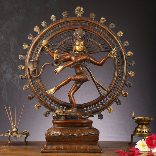 Pure Brass Nataraja Statue | 24" antique Tone