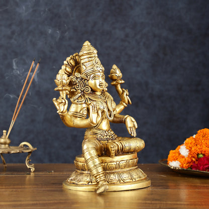 Brass Superfine Goddess Lakshmi Statue – 10.5" Height, Finely Detailed