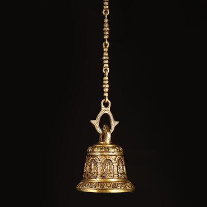 Pure Brass Superfine Heavy hanging Temple Bell with Ganesha Carvings