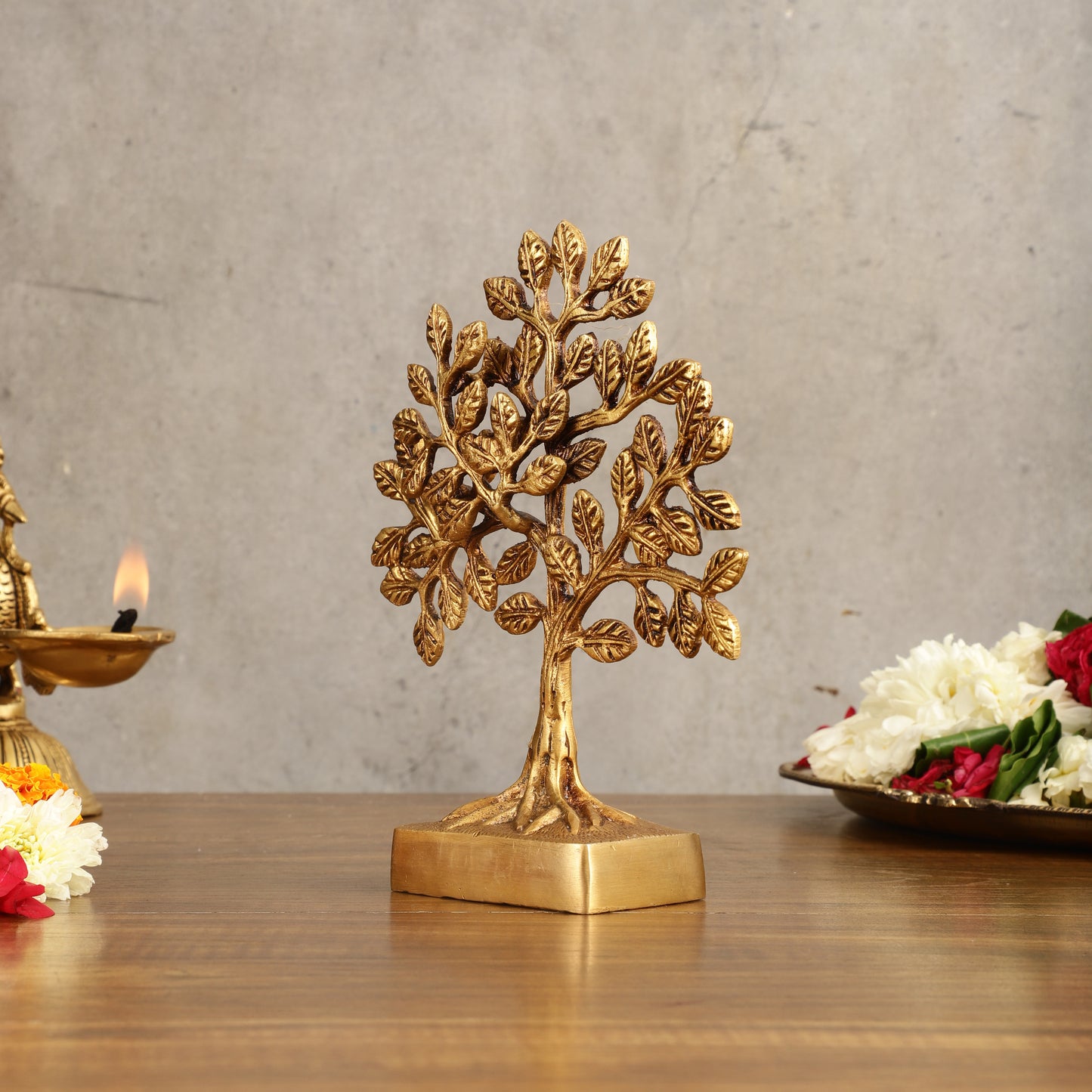 Pure Brass Kalpavriksha Tree - 8.5" Height