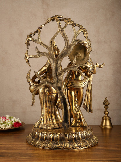 Radha Krishna Under Kadamba Tree | Superfine Brass Sculpture | 21 Inch Height