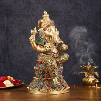 Handcrafted Brass Lord Ganesha Statue - 15"