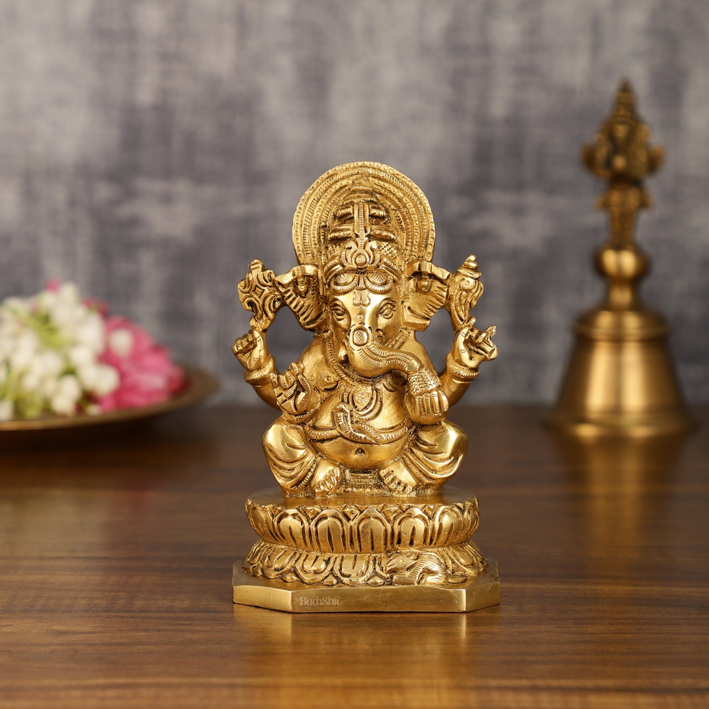 Brass Ganesha and Lakshmi Statues | 6 Inch