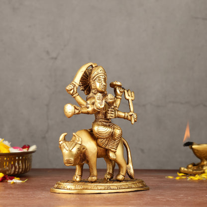 Pure Brass Umiya Mata Idol - 5.5" durga on cow