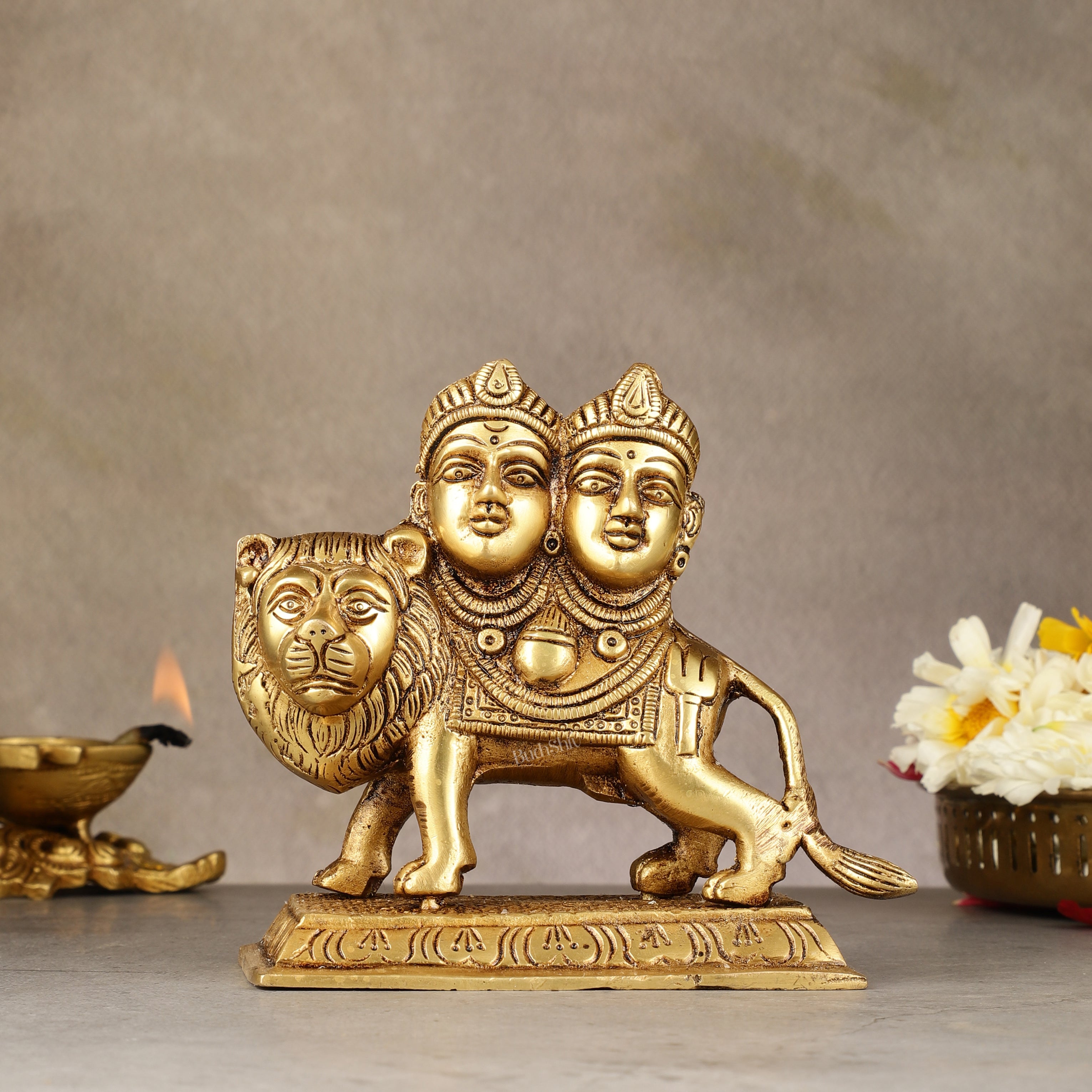 Goddess Chamunda Brass Idol: 5.5 inch – Budhshiv.com