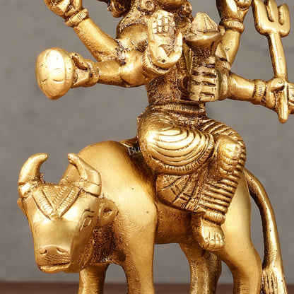 Pure Brass Umiya Mata Idol - 5.5" durga on cow