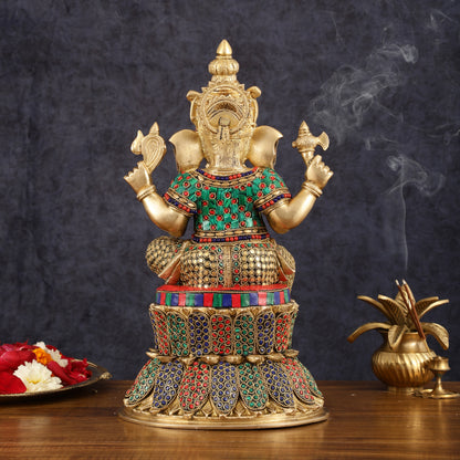 Handcrafted Brass Lord Ganesha Statue - 15"