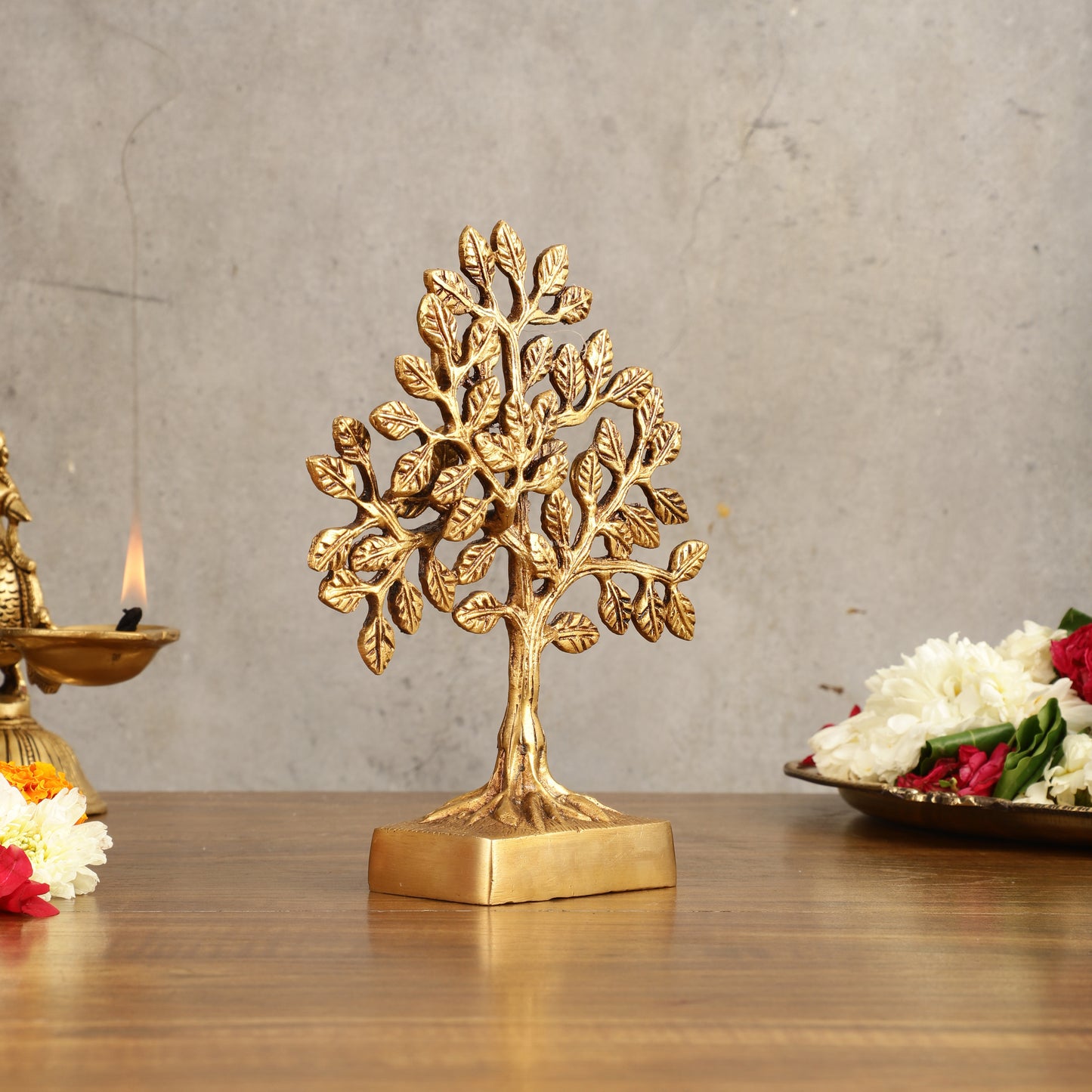 Pure Brass Kalpavriksha Tree - 8.5" Height