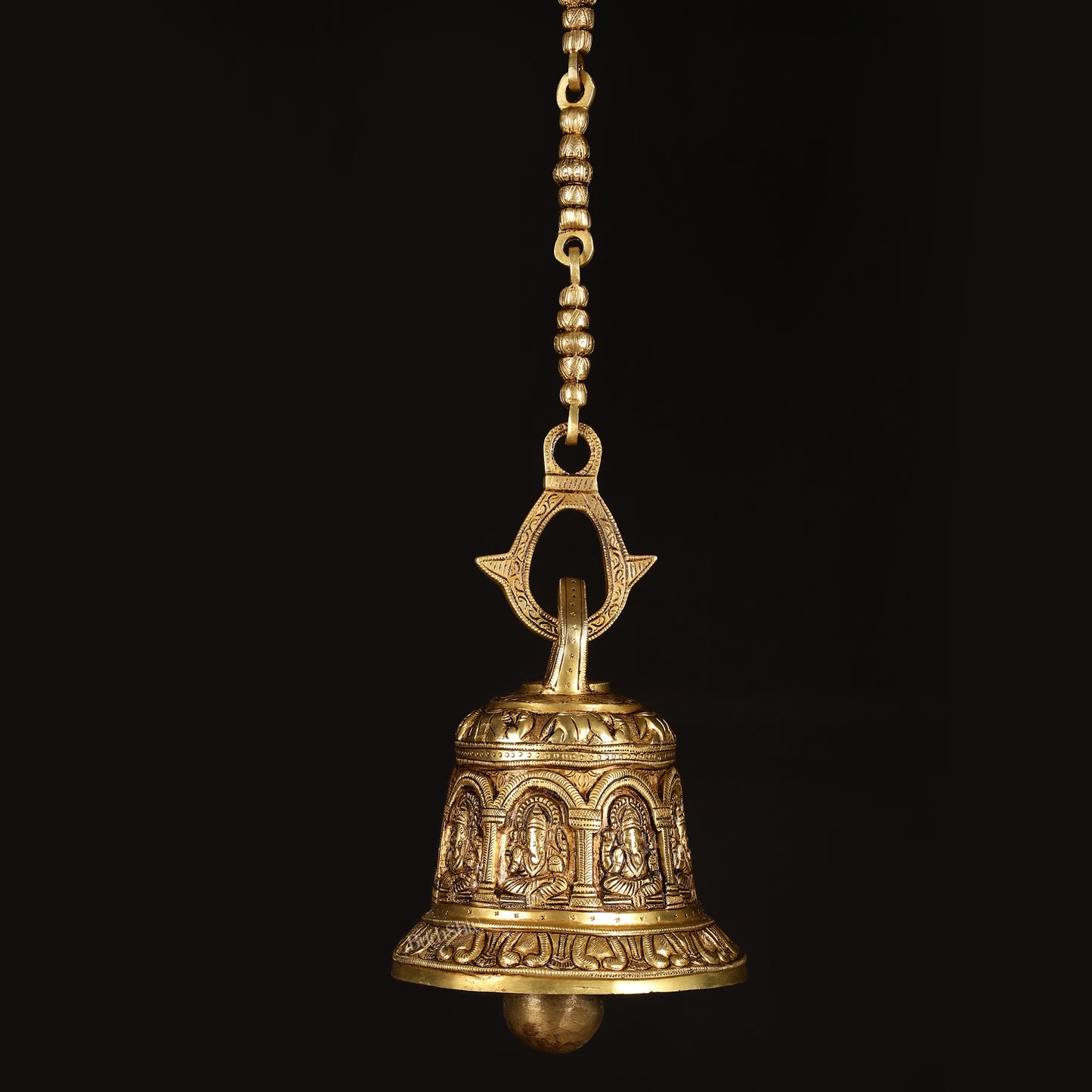 Pure Brass Superfine Heavy hanging Temple Bell with Ganesha Carvings