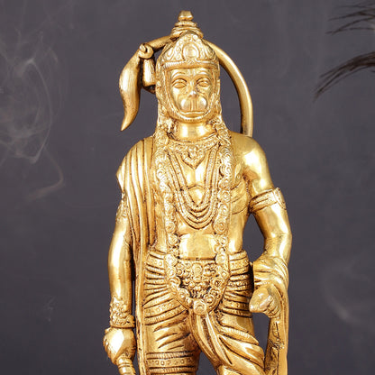 Handmade Brass Lord Hanuman Statue | 10" enhanced carvings