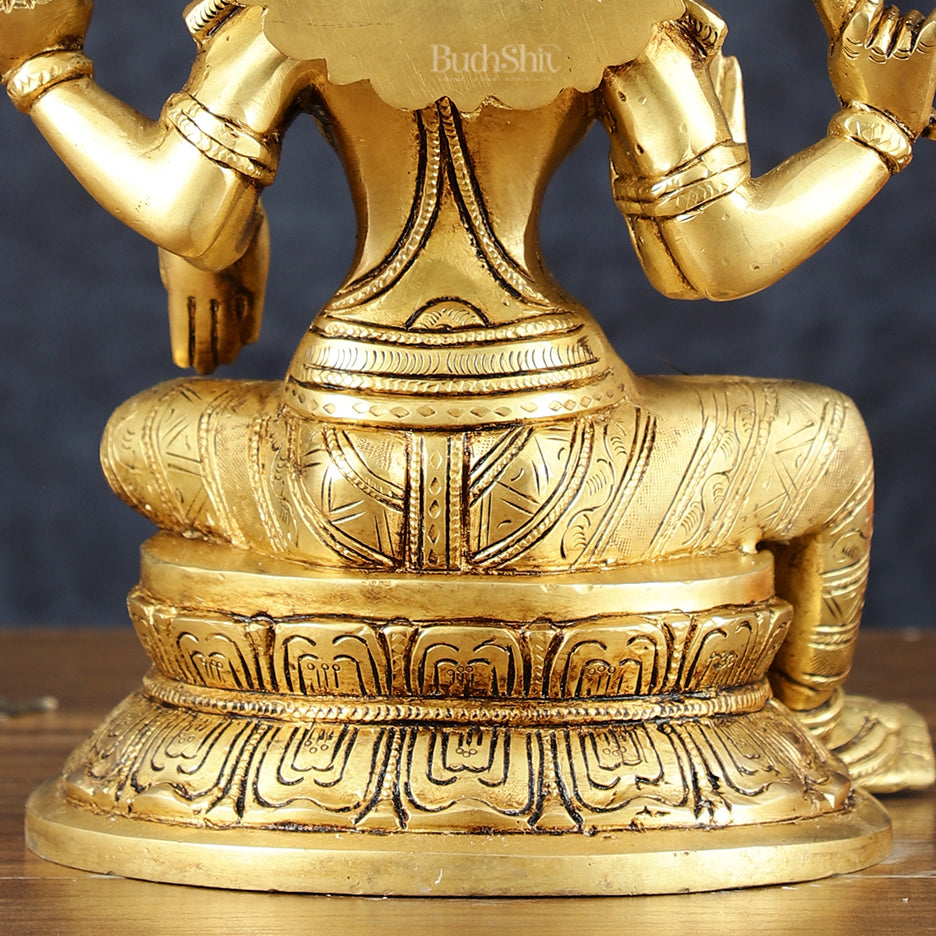 Brass Superfine Goddess Lakshmi Statue – 10.5" Height, Finely Detailed