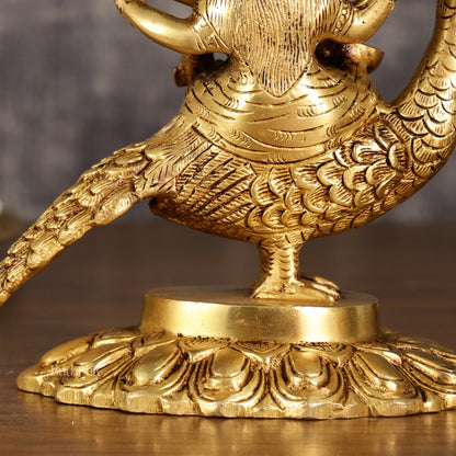 Pure Brass Superfine Goddess Saraswati Sitting on Swan Idol | 6.5 Inch Height | 2 KG